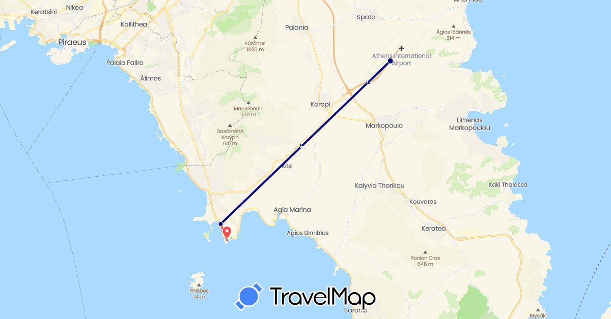 TravelMap itinerary: driving, hiking in Greece (Europe)