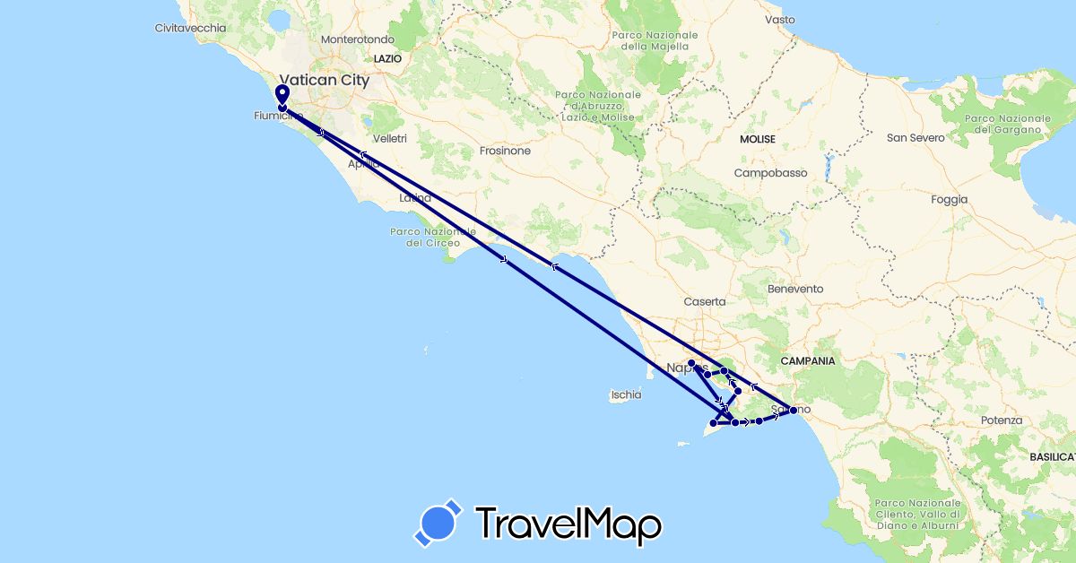 TravelMap itinerary: driving in Italy (Europe)